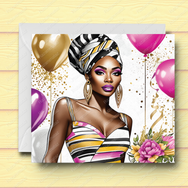 Black Woman Birthday Card J2